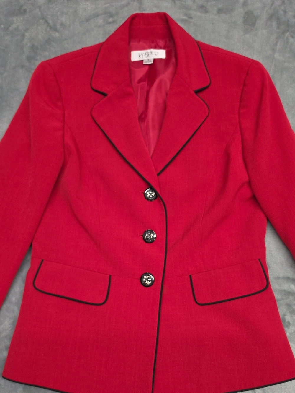 Kasper Women's Red Blazer with Black Trim Sz 8